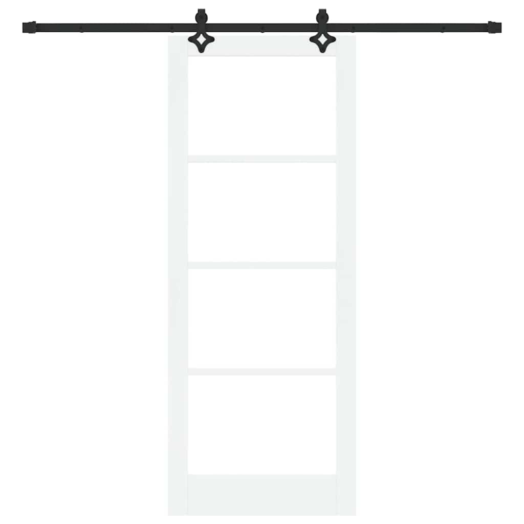 Sliding Door White 83 x 211 cm Solid Pine Wood and Glass