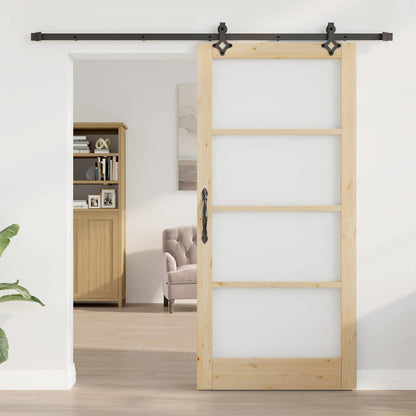 Sliding Door Natural 93 x 202 cm Solid Pine Wood and Glass