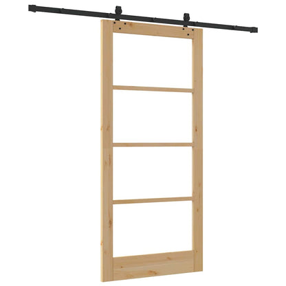 Sliding Door Natural 93 x 202 cm Solid Pine Wood and Glass