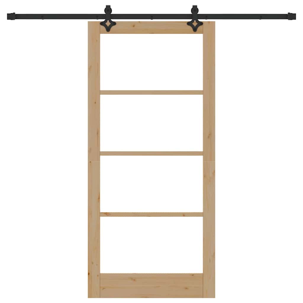 Sliding Door Natural 93 x 202 cm Solid Pine Wood and Glass