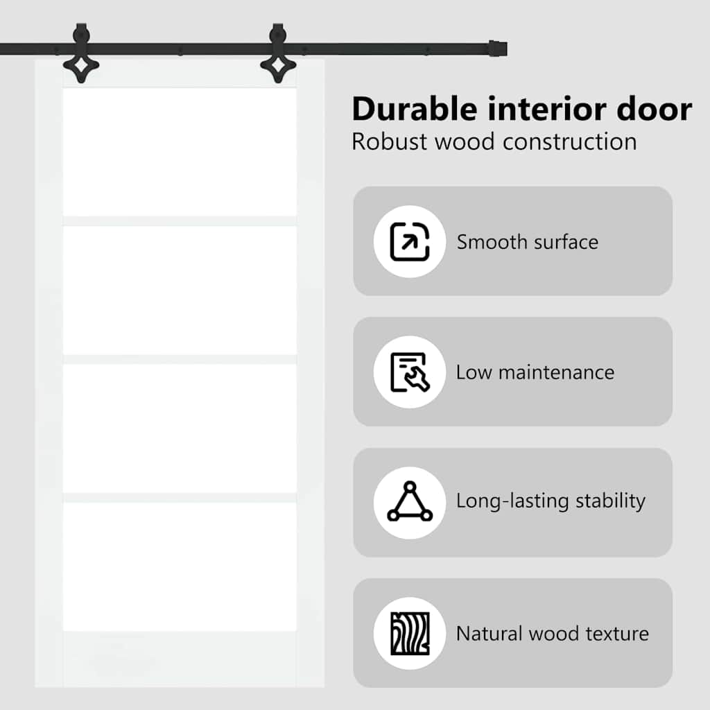 Sliding Door White 93 x 202 cm Solid Pine Wood and Glass