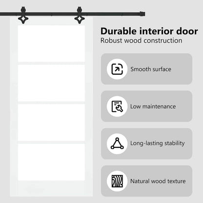 Sliding Door White 93 x 202 cm Solid Pine Wood and Glass