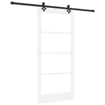 Sliding Door White 93 x 202 cm Solid Pine Wood and Glass