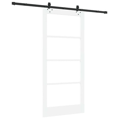 Sliding Door White 93 x 202 cm Solid Pine Wood and Glass