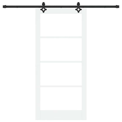 Sliding Door White 93 x 202 cm Solid Pine Wood and Glass