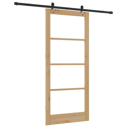 Sliding Door Natural 93 x 211 cm Solid Pine Wood and Glass