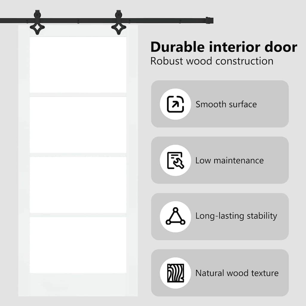 Sliding Door White 93 x 211 cm Solid Pine Wood and Glass
