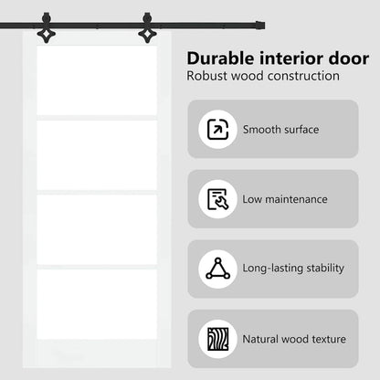 Sliding Door White 93 x 211 cm Solid Pine Wood and Glass