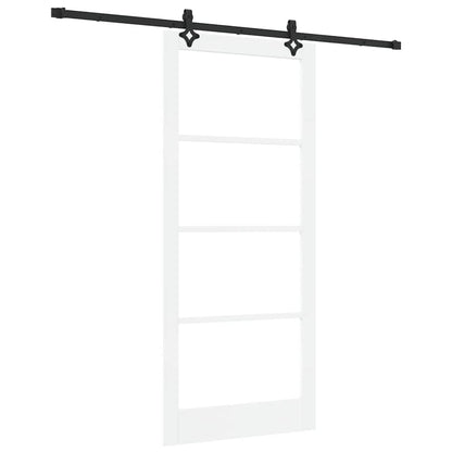 Sliding Door White 93 x 211 cm Solid Pine Wood and Glass