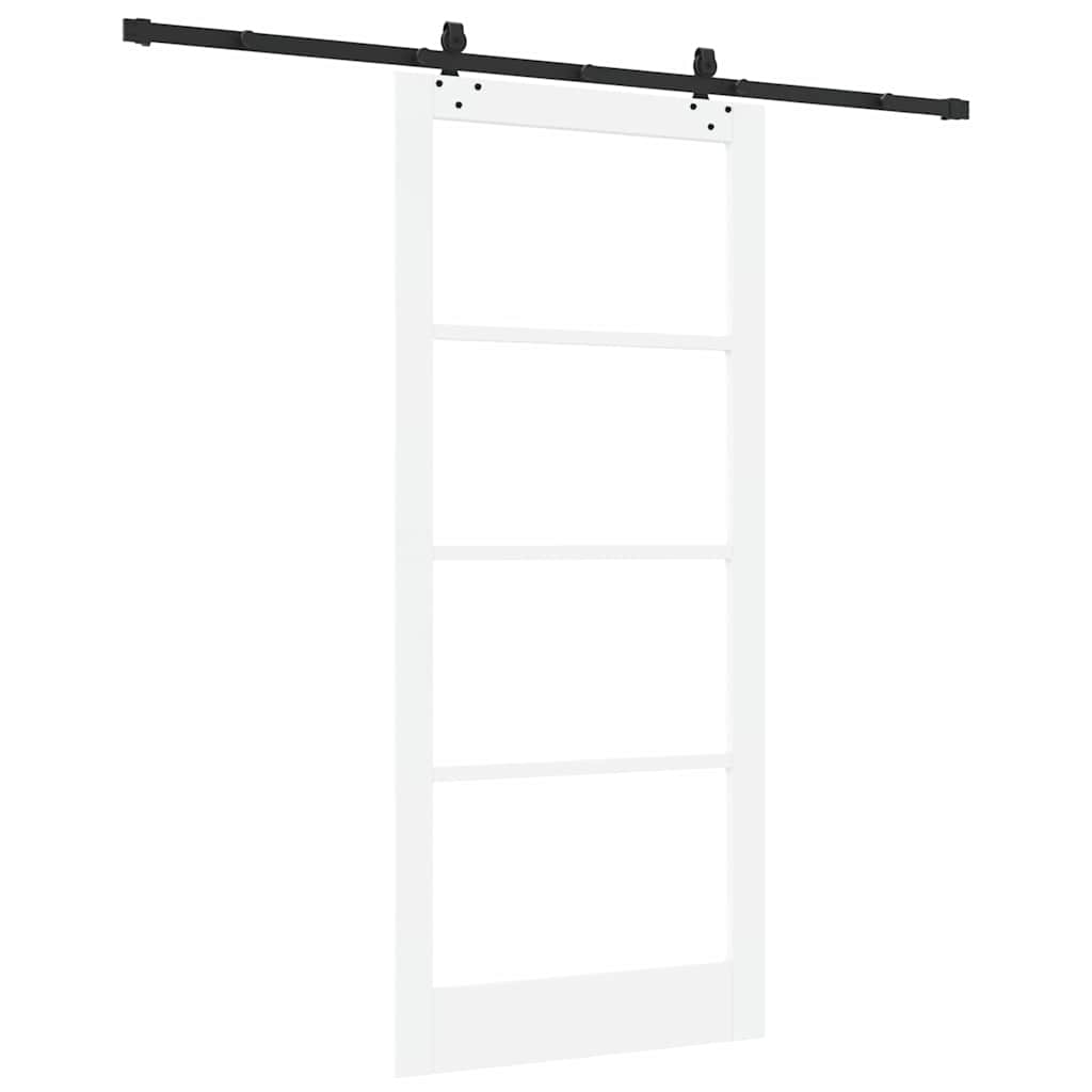 Sliding Door White 93 x 211 cm Solid Pine Wood and Glass