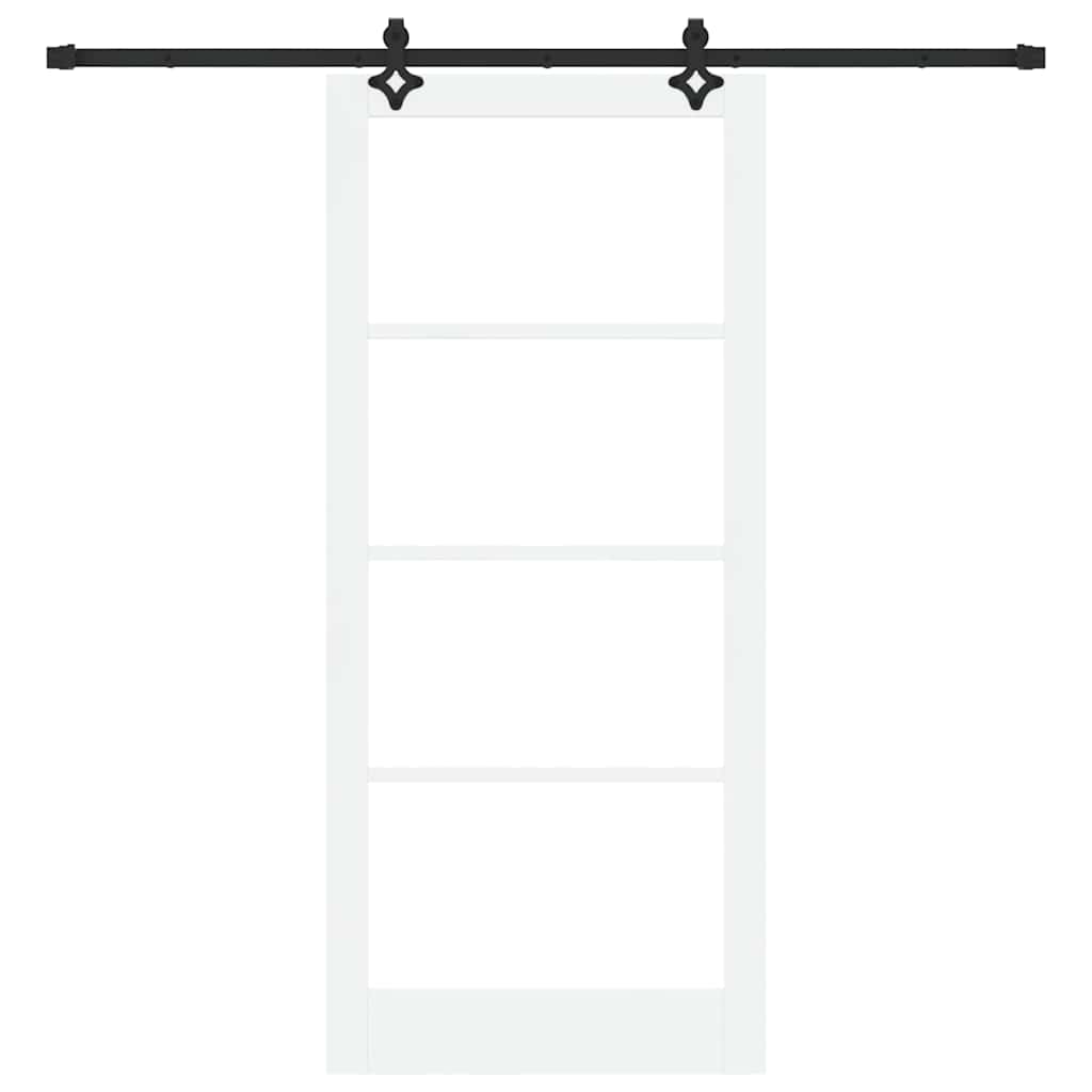 Sliding Door White 93 x 211 cm Solid Pine Wood and Glass