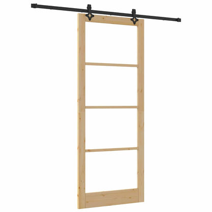 Sliding Door Natural 93 x 232 cm Solid Pine Wood and Glass