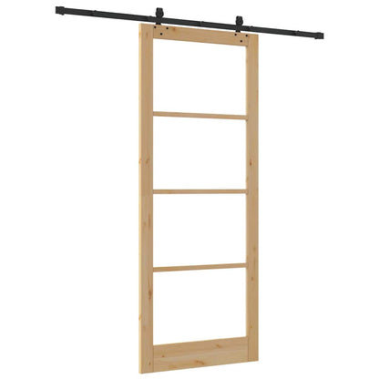 Sliding Door Natural 93 x 232 cm Solid Pine Wood and Glass