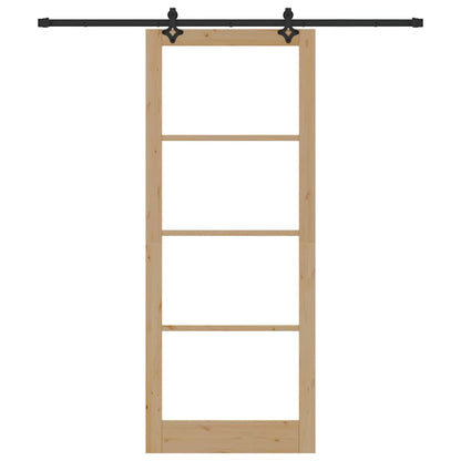 Sliding Door Natural 93 x 232 cm Solid Pine Wood and Glass