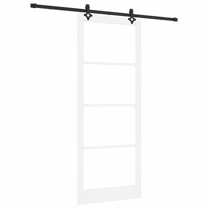 Sliding Door White 93 x 232 cm Solid Pine Wood and Glass