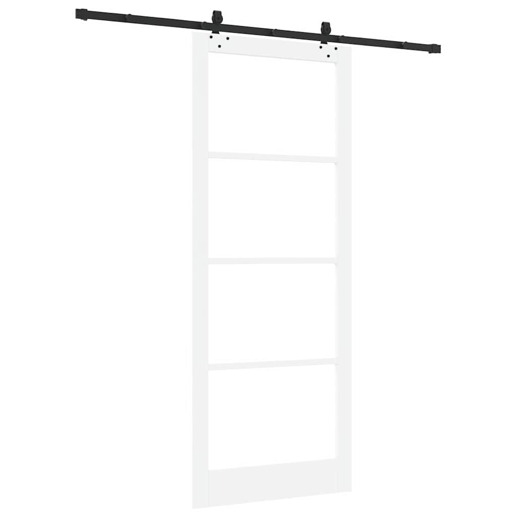 Sliding Door White 93 x 232 cm Solid Pine Wood and Glass