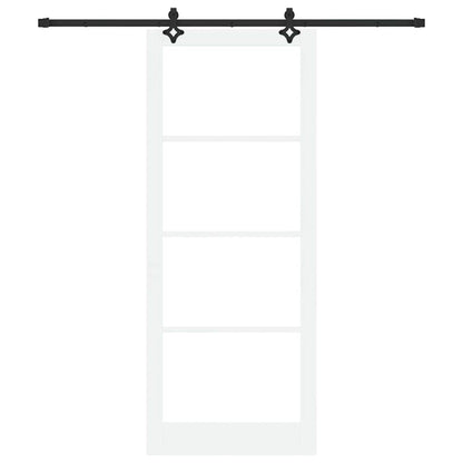 Sliding Door White 93 x 232 cm Solid Pine Wood and Glass