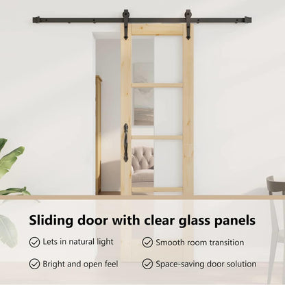 Sliding Door Natural 61 x 198.5 cm Solid Pine Wood and Glass