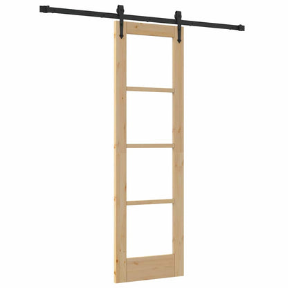 Sliding Door Natural 61 x 198.5 cm Solid Pine Wood and Glass