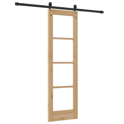 Sliding Door Natural 61 x 198.5 cm Solid Pine Wood and Glass