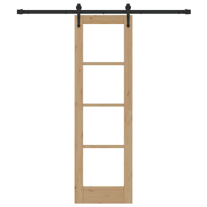 Sliding Door Natural 61 x 198.5 cm Solid Pine Wood and Glass