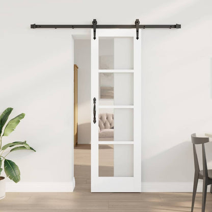 Sliding Door White 61 x 198.5 cm Solid Pine Wood and Glass