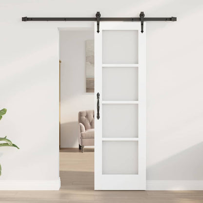 Sliding Door White 61 x 198.5 cm Solid Pine Wood and Glass