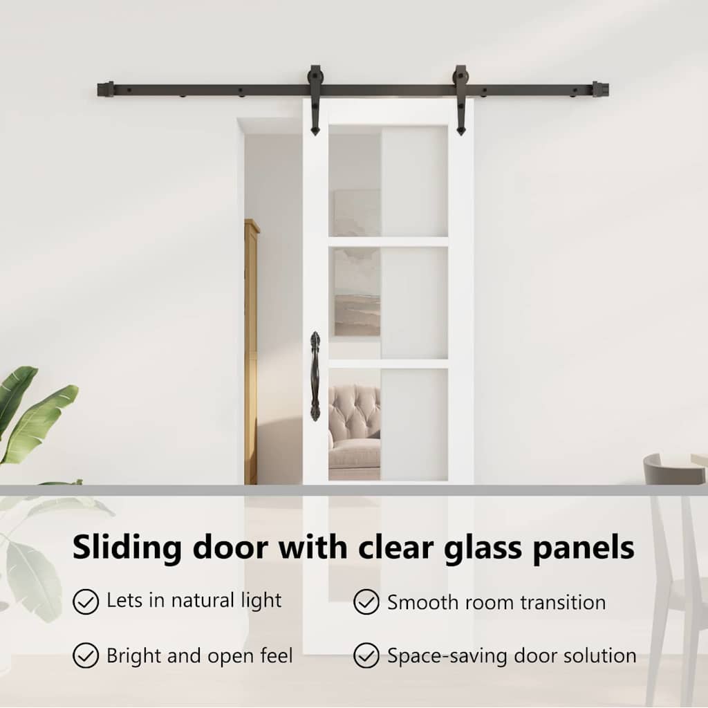 Sliding Door White 61 x 198.5 cm Solid Pine Wood and Glass