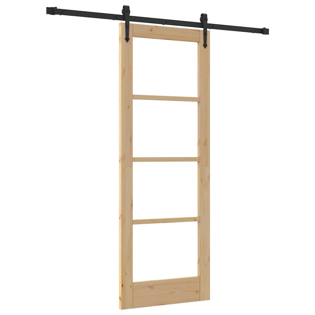 Sliding Door Natural 73.5 x 198.5 cm Solid Pine Wood and Glass