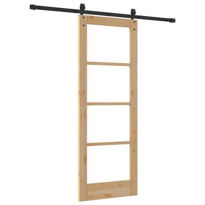Sliding Door Natural 73.5 x 198.5 cm Solid Pine Wood and Glass
