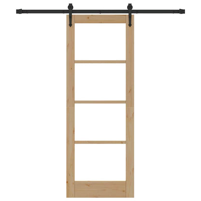 Sliding Door Natural 73.5 x 198.5 cm Solid Pine Wood and Glass