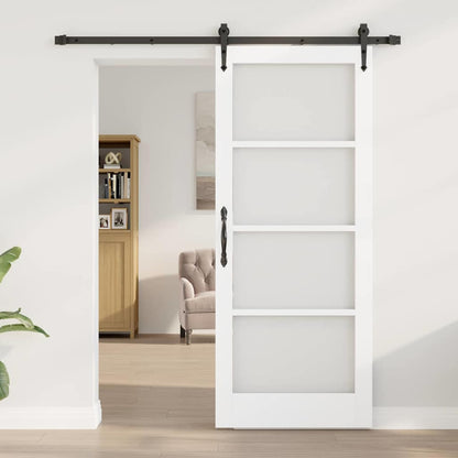 Sliding Door White 83 x 202 cm Solid Pine Wood and Glass