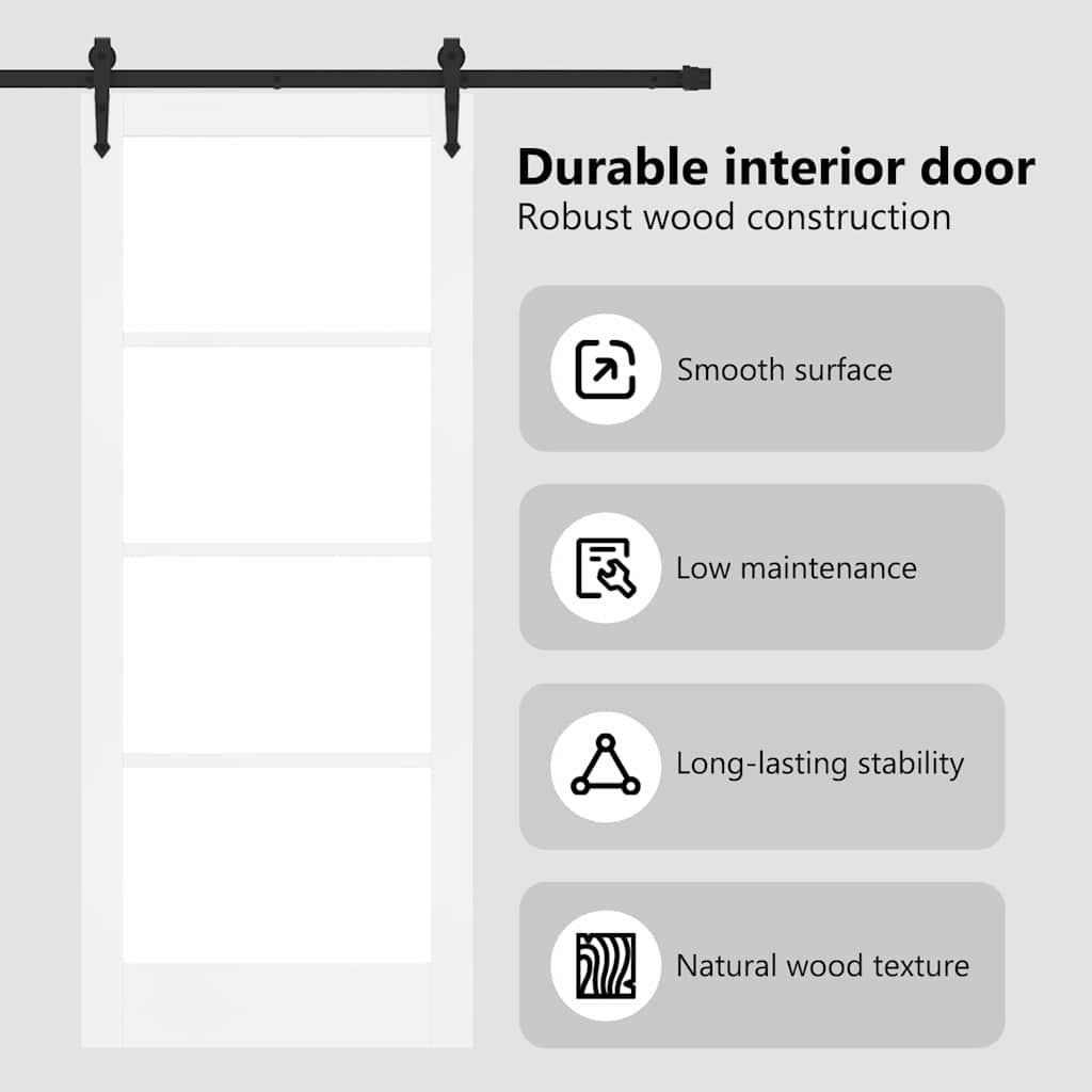 Sliding Door White 83 x 202 cm Solid Pine Wood and Glass