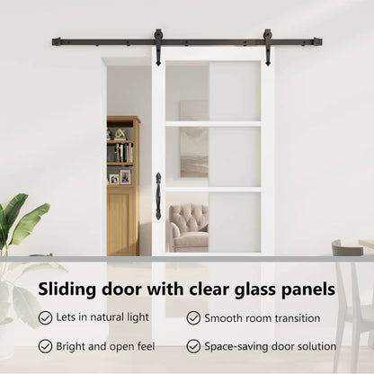 Sliding Door White 83 x 202 cm Solid Pine Wood and Glass