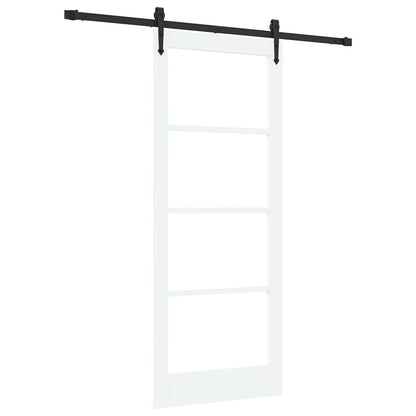 Sliding Door White 83 x 202 cm Solid Pine Wood and Glass