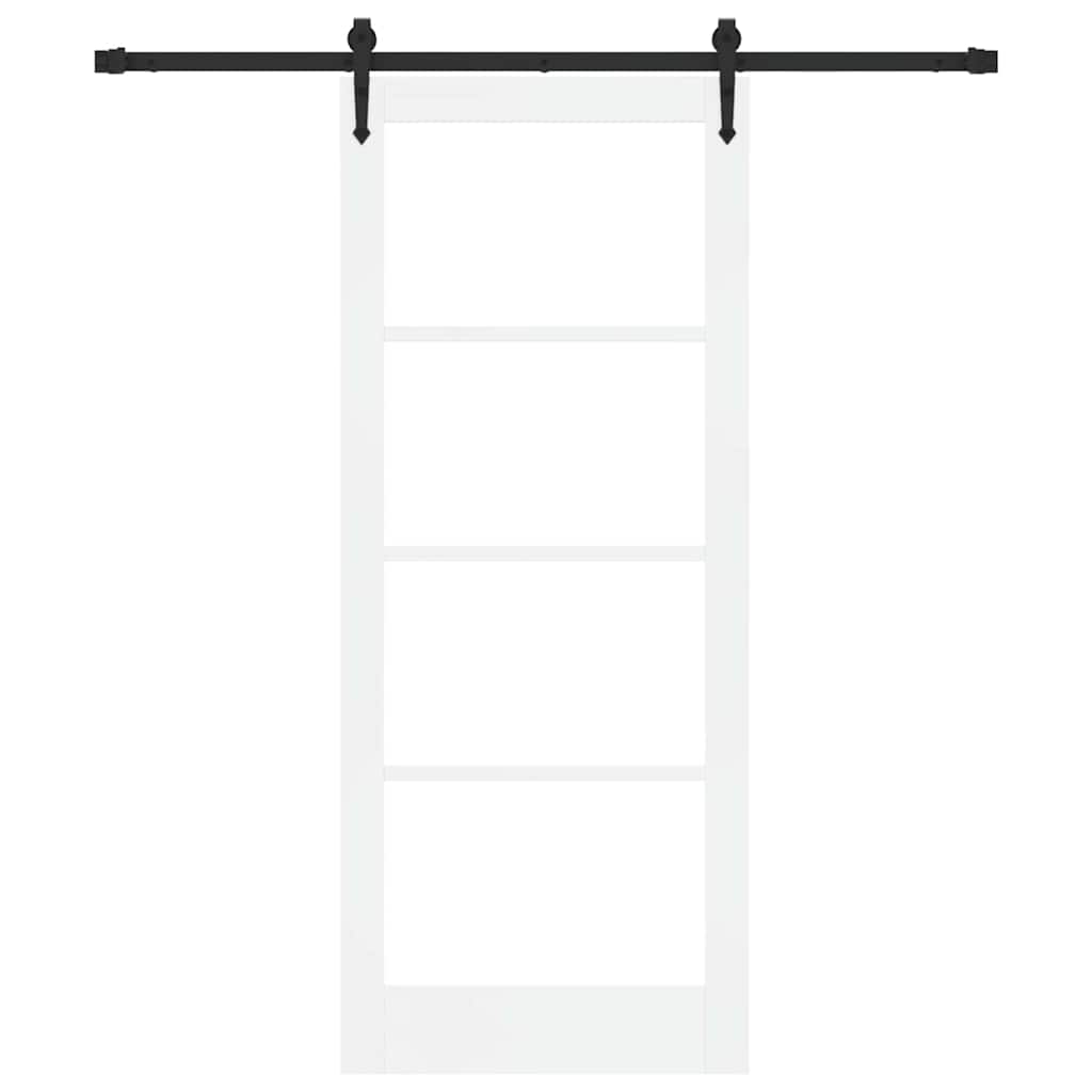 Sliding Door White 83 x 202 cm Solid Pine Wood and Glass