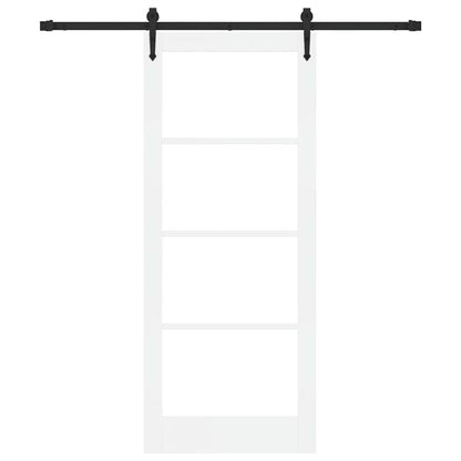 Sliding Door White 83 x 202 cm Solid Pine Wood and Glass