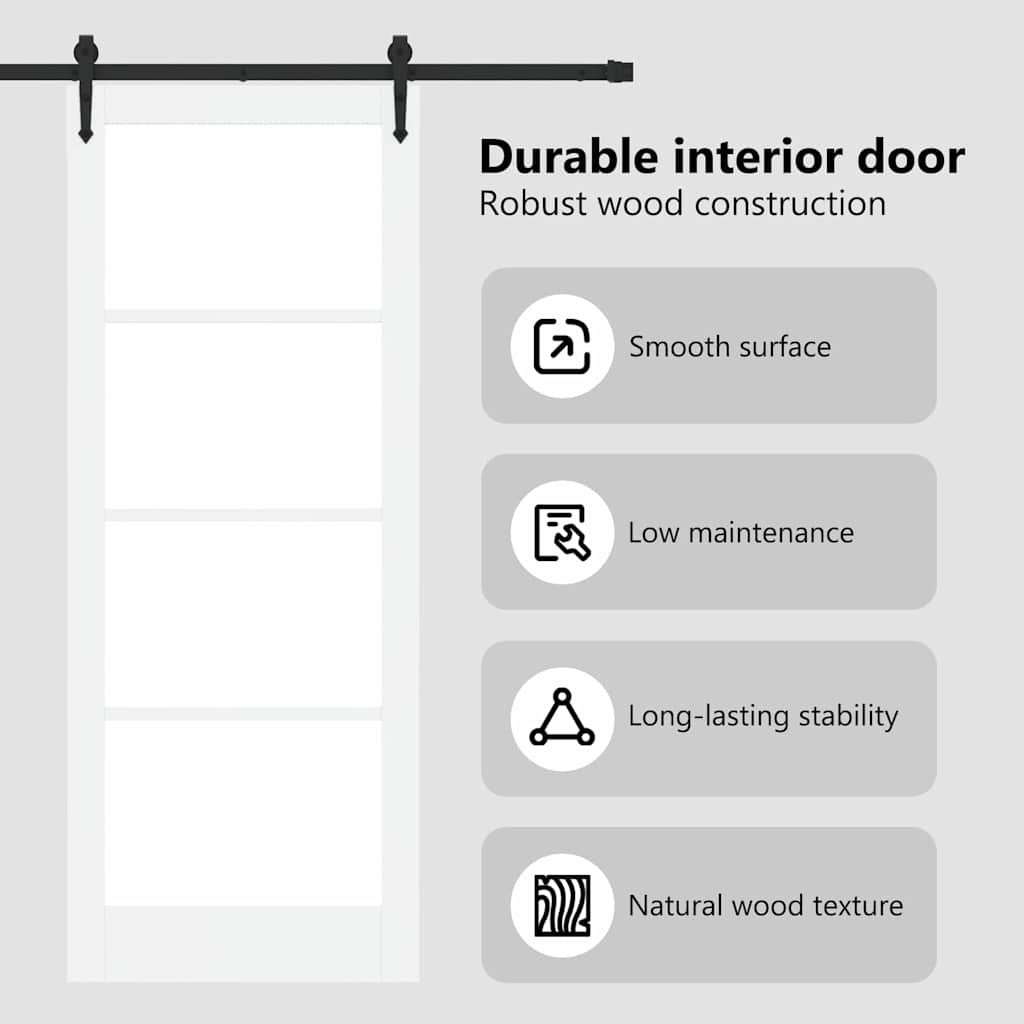 Sliding Door White 83 x 211 cm Solid Pine Wood and Glass