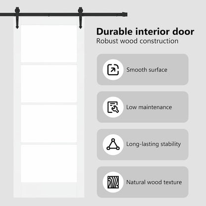 Sliding Door White 83 x 211 cm Solid Pine Wood and Glass