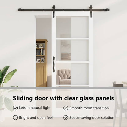 Sliding Door White 83 x 211 cm Solid Pine Wood and Glass