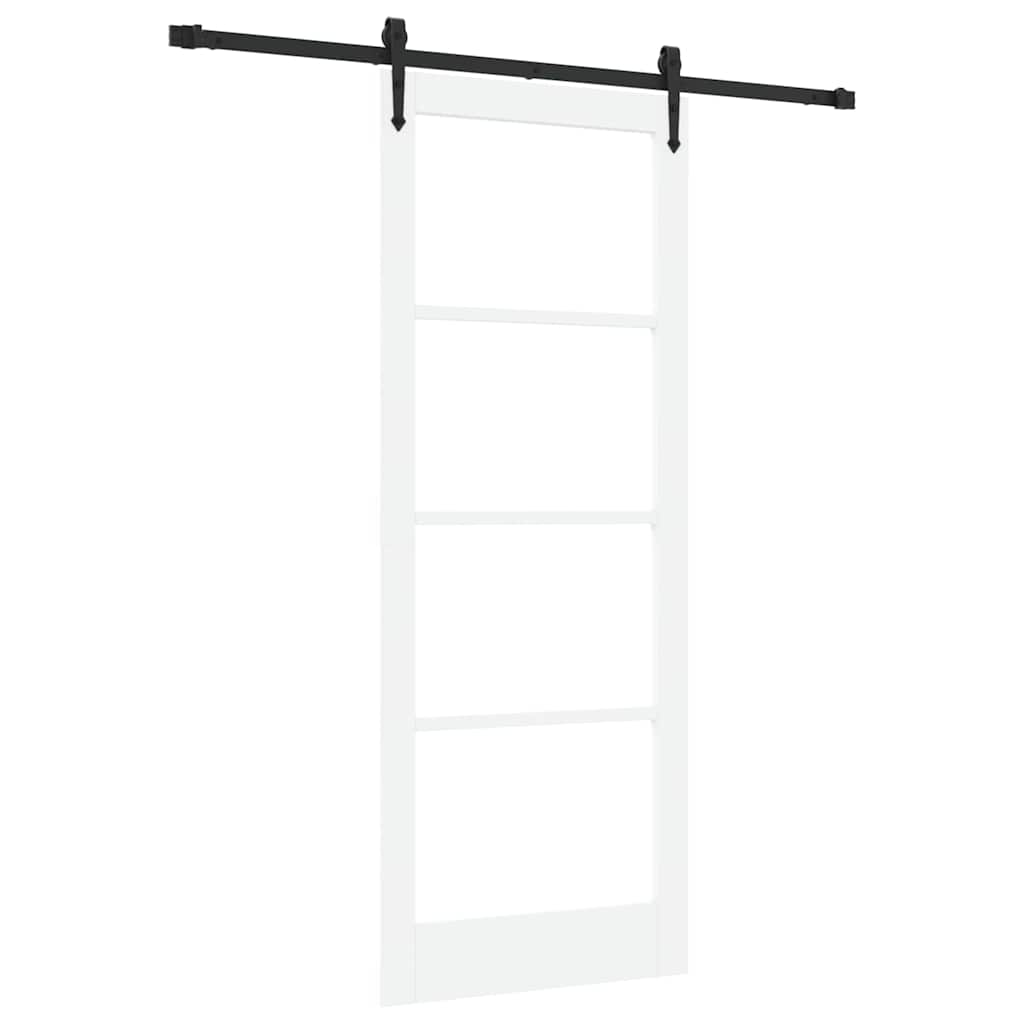 Sliding Door White 83 x 211 cm Solid Pine Wood and Glass