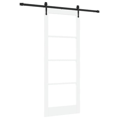Sliding Door White 83 x 211 cm Solid Pine Wood and Glass