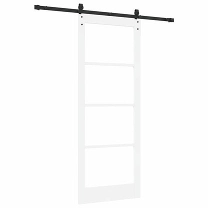 Sliding Door White 83 x 211 cm Solid Pine Wood and Glass
