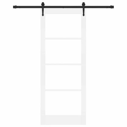 Sliding Door White 83 x 211 cm Solid Pine Wood and Glass