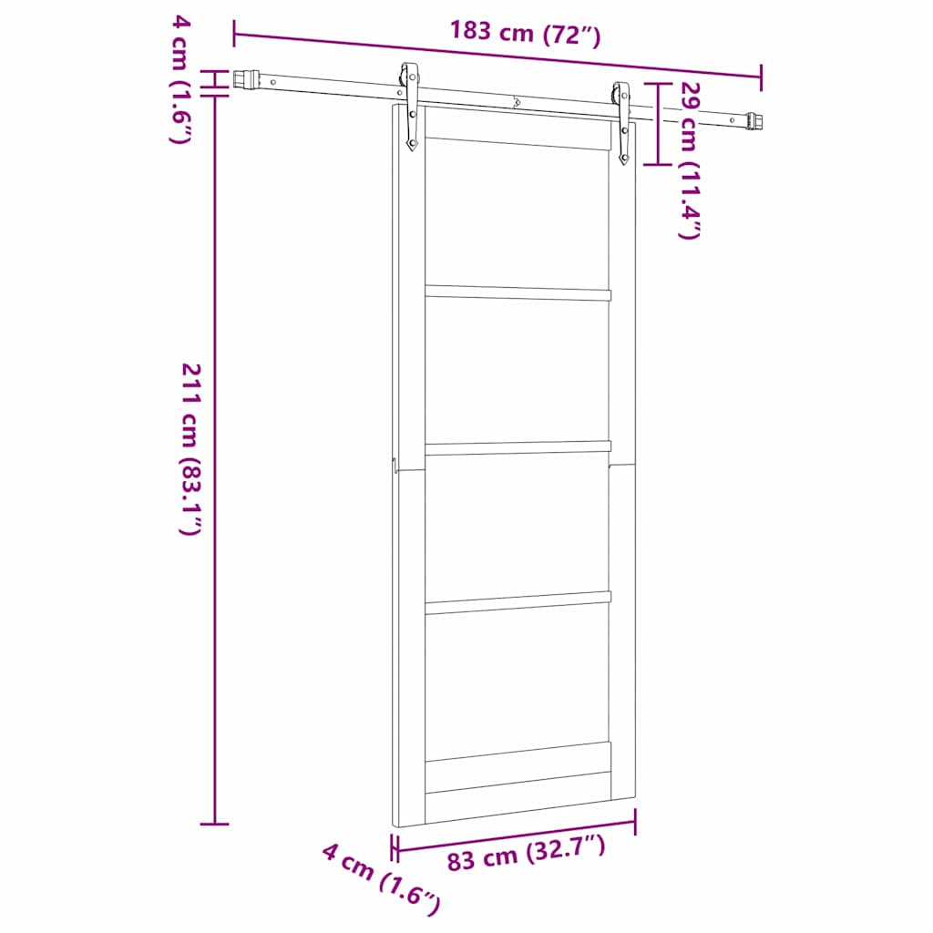 Sliding Door White 83 x 211 cm Solid Pine Wood and Glass