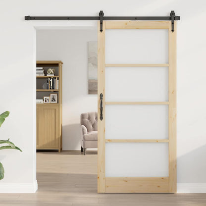 Sliding Door Natural 93 x 202 cm Solid Pine Wood and Glass
