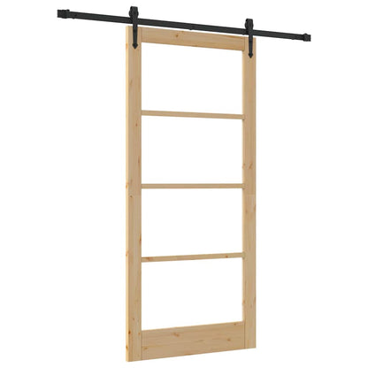 Sliding Door Natural 93 x 202 cm Solid Pine Wood and Glass
