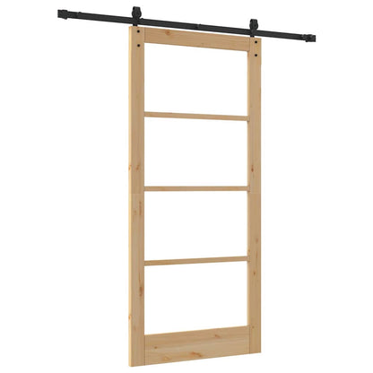 Sliding Door Natural 93 x 202 cm Solid Pine Wood and Glass