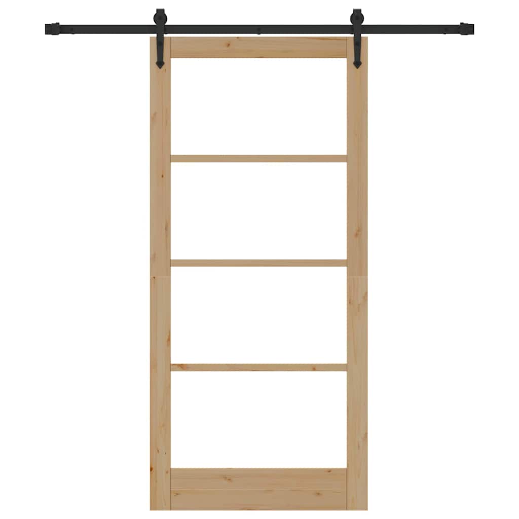 Sliding Door Natural 93 x 202 cm Solid Pine Wood and Glass