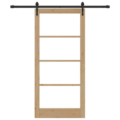 Sliding Door Natural 93 x 202 cm Solid Pine Wood and Glass
